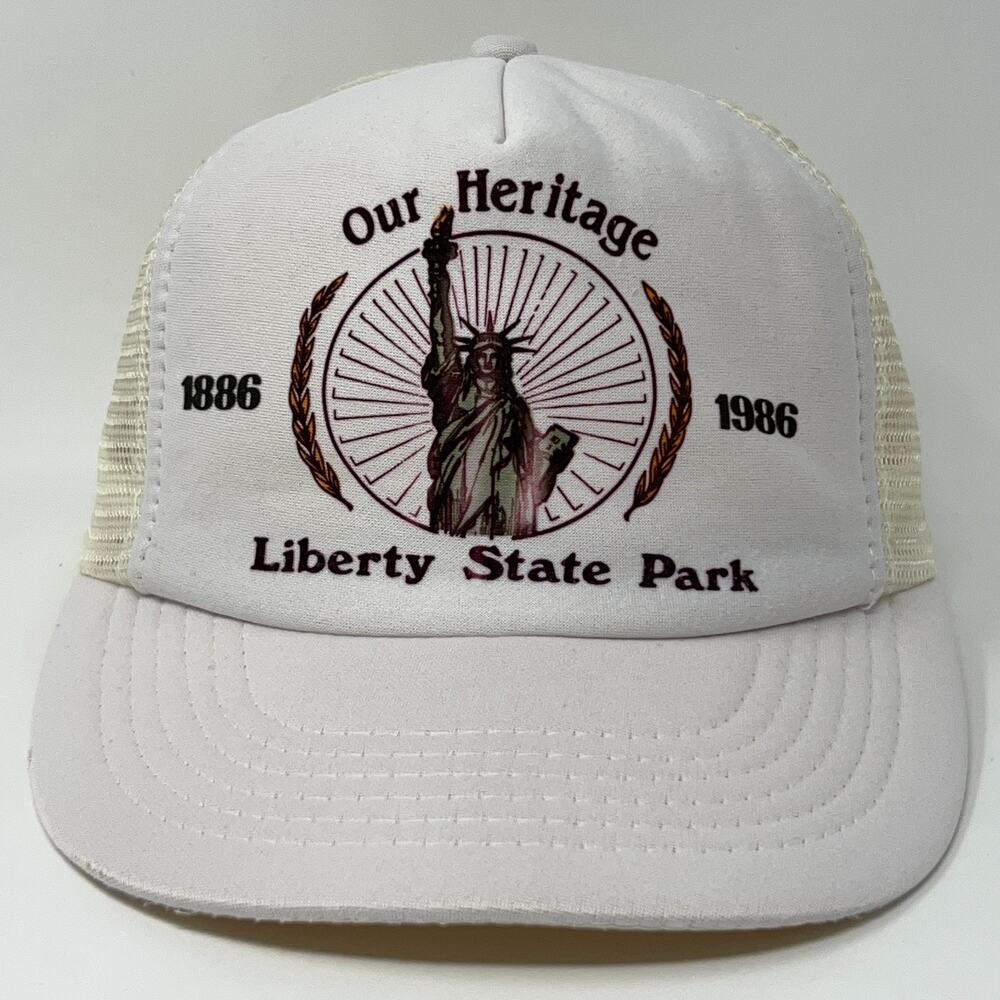 Vintage 1986 Liberty State Park Jersey City NJ Statue of Liberty Trucker Hat Cap